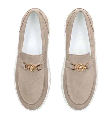 versace collection moccasins white|Versace men's suede slippers.